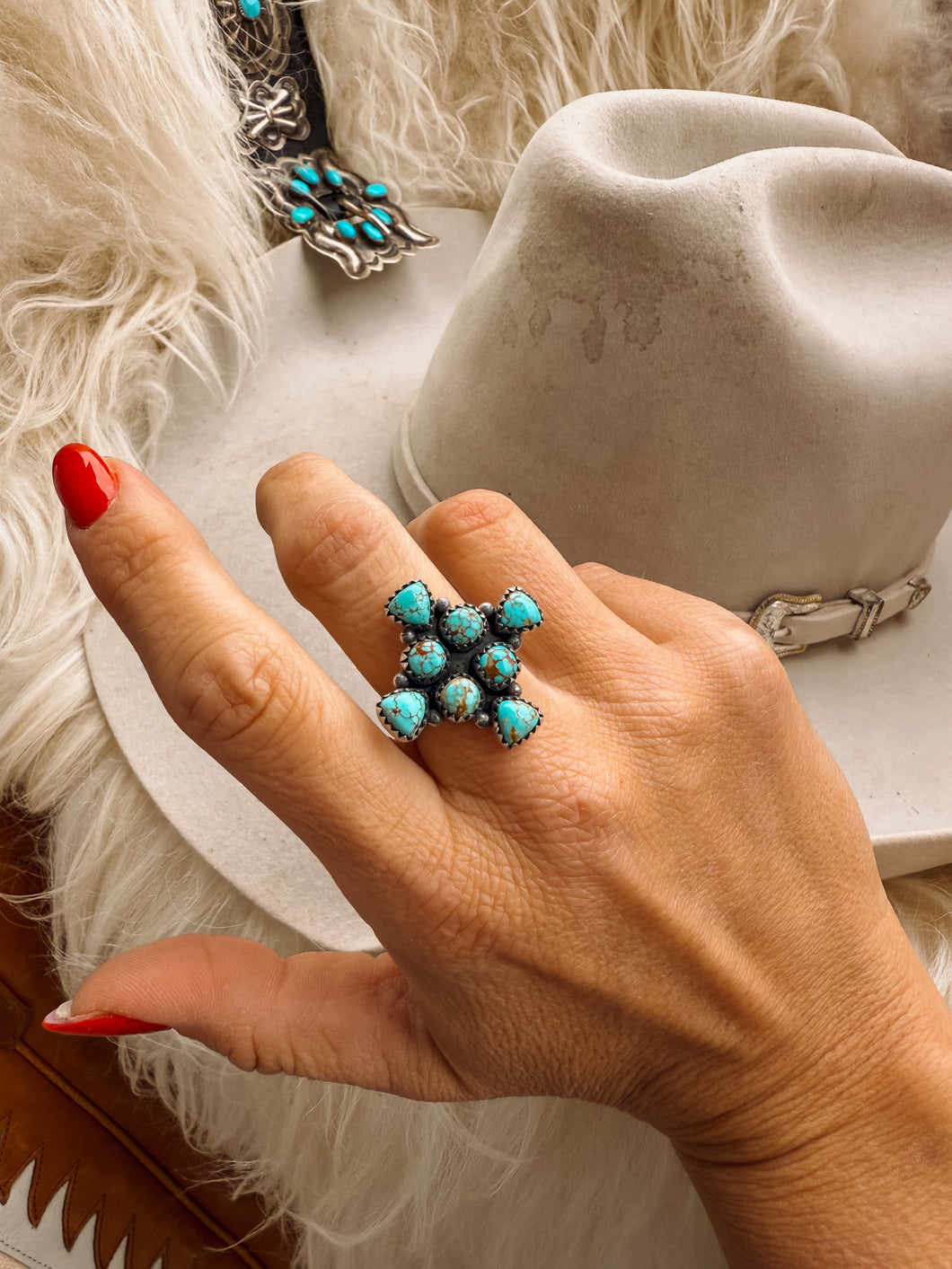 Cutter Turquoise Adjustable Ring