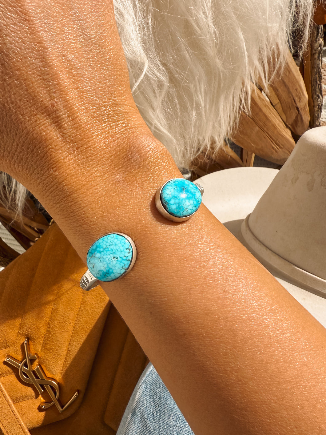 2 Stone Turquoise Cuff