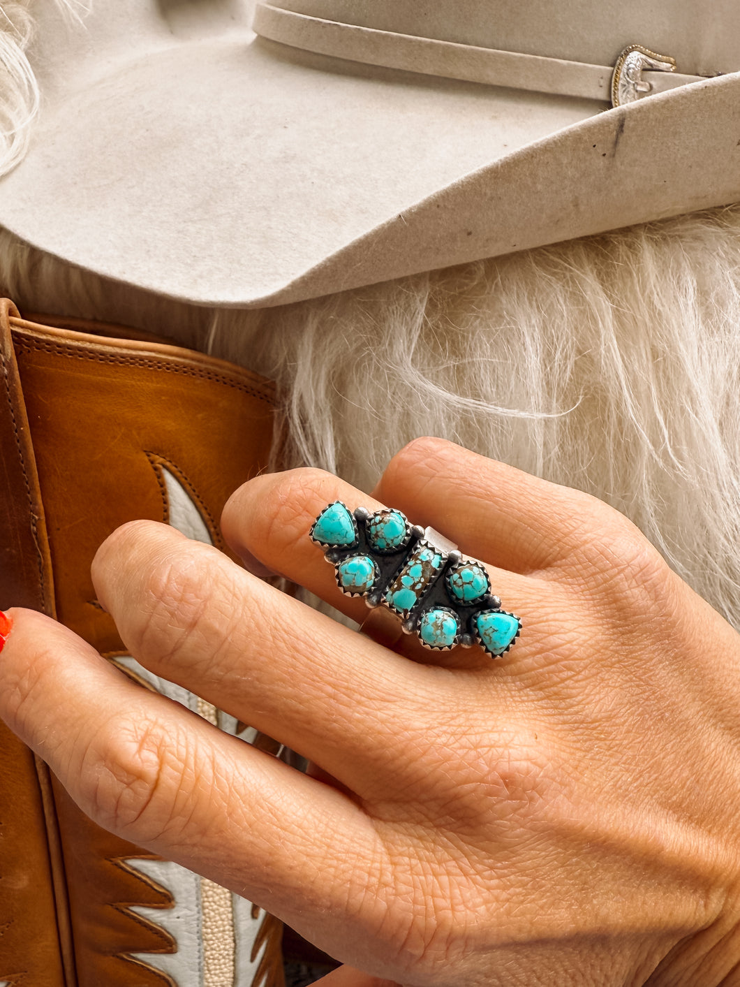 Kinsel Turquoise Adjustable Ring