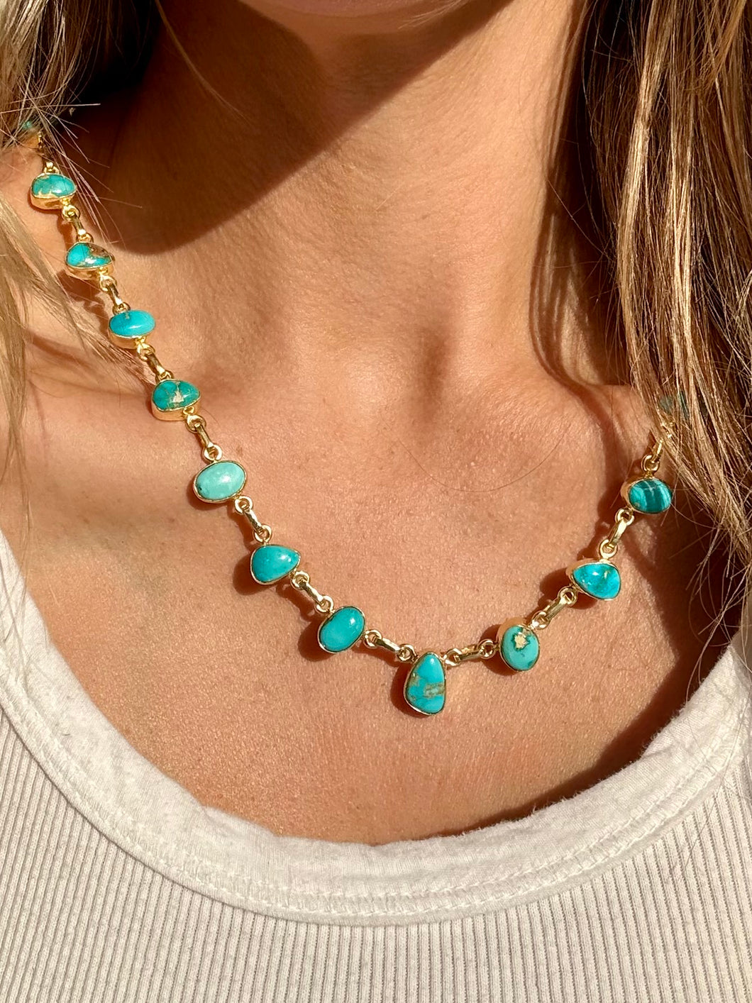 Lena Gold and Turquoise Necklace