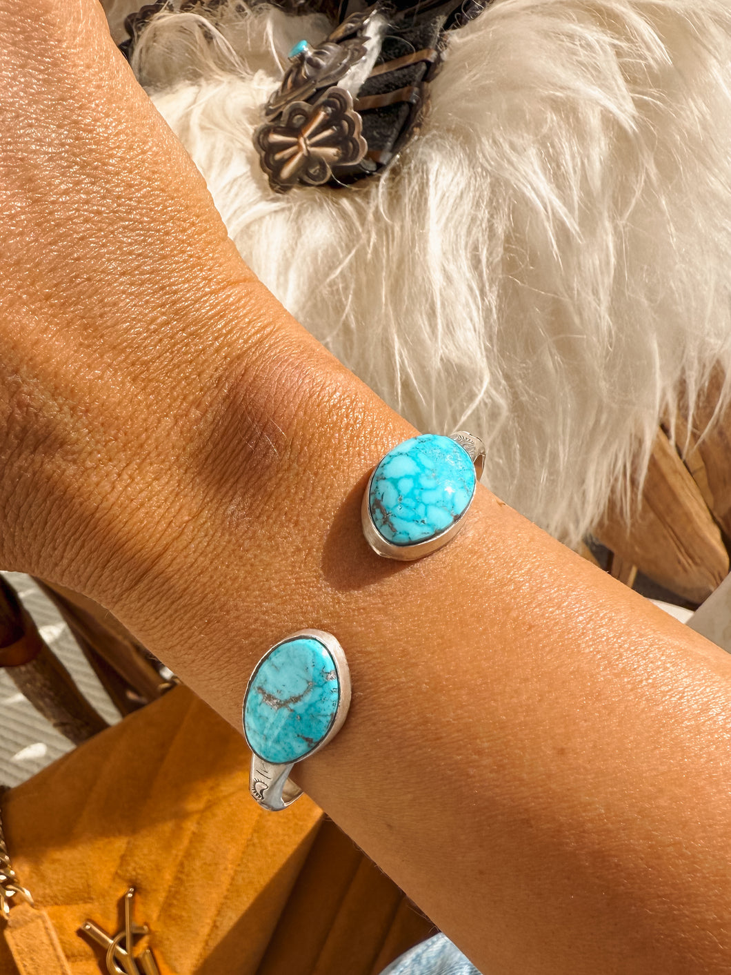 2 Stone Turquoise Cuff