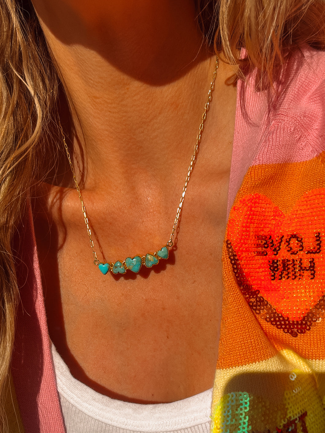 Rainbow Gold Heart Necklace