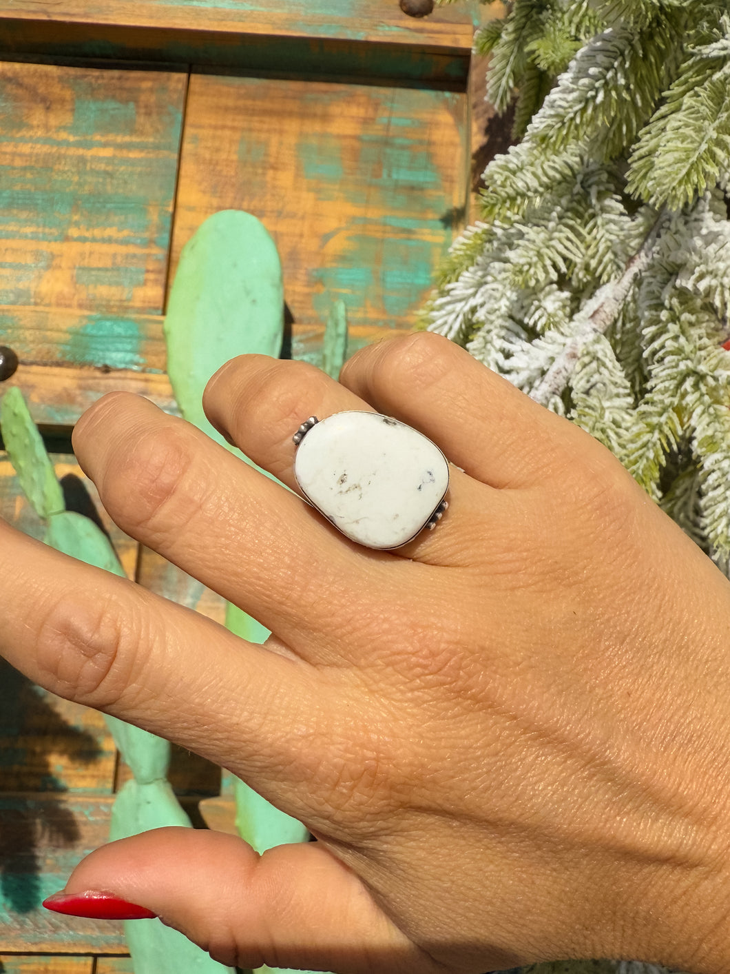 White Buffalo Ring Size 8