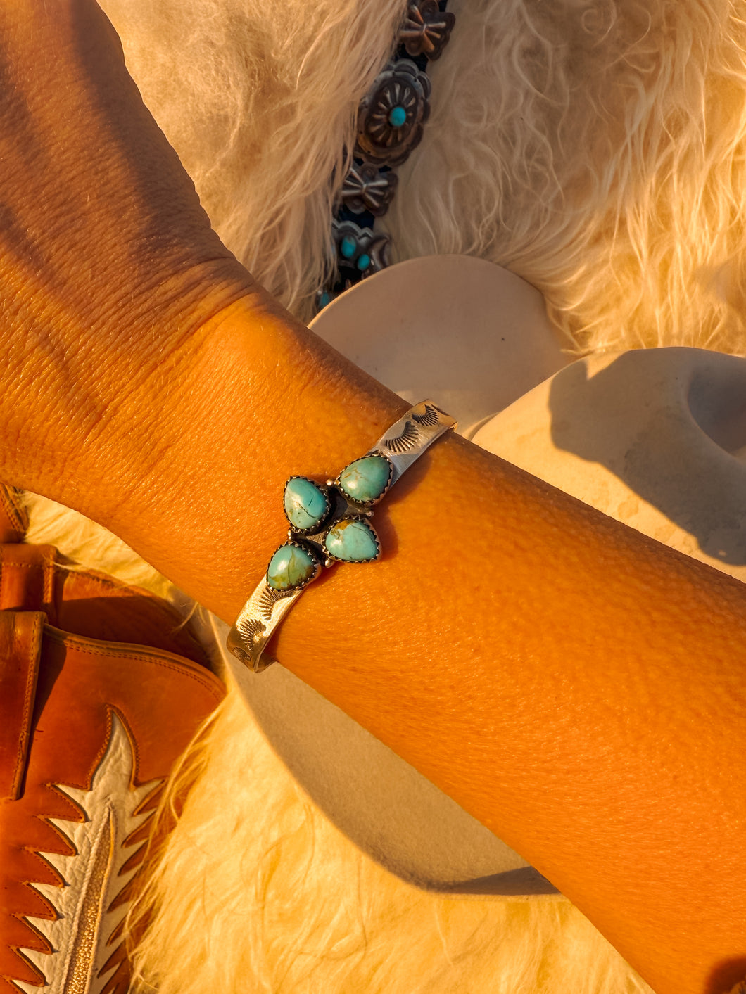 4 Stone Turquoise Cuff